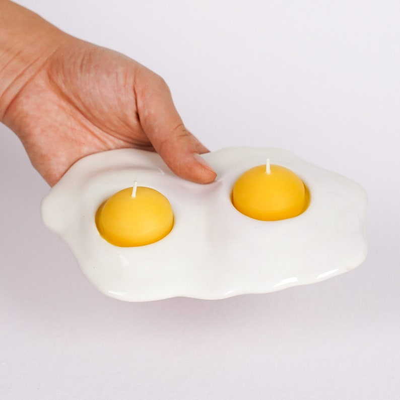Bougeoir chauffe-plat double œuf en céramique image 5