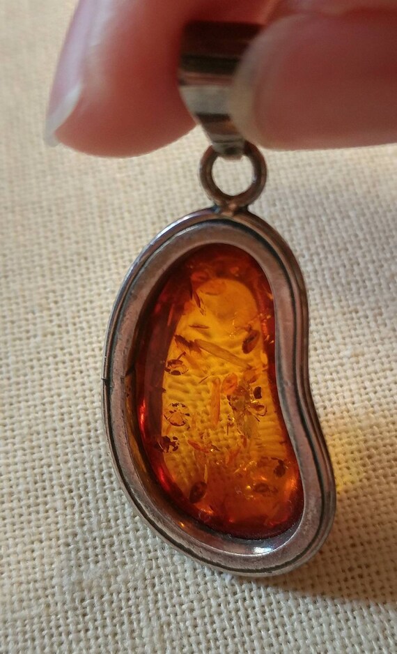 Polish Amber Pendant Set in Sterling