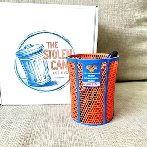 New York Knicks Pen Holder Bin | Funny Basketball Gifts | NY Knicks fan NYC Hexagon Basket | Mini Bin for Desk | Basketball Desk Organizer
