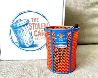 New York Knicks Pen Holder Bin | Funny Basketball Gifts | NY Knicks fan NYC Hexagon Basket | Mini Bin for Desk | Basketball Desk Organizer