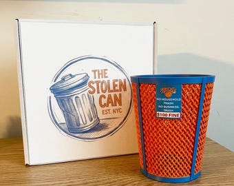 New York Knicks Pen Holder Bin | Funny Basketball Gifts | NY Knicks fan NYC Waste Basket | Mini Bin for Desk | Basketball Desk Organizer