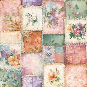 Tela de patchwork floral en tonos pastel, tela para ropa de fiesta de té vintage, tela para bolsitas de joyería, tela 100% algodón, se vende por medio metro.