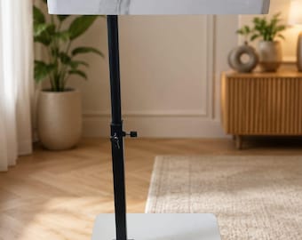 Rolling Side Table with Adjustable Height, Swivel Couch Table, C Shaped End Table, Under Couch Laptop Tray, Mobile Snack Table