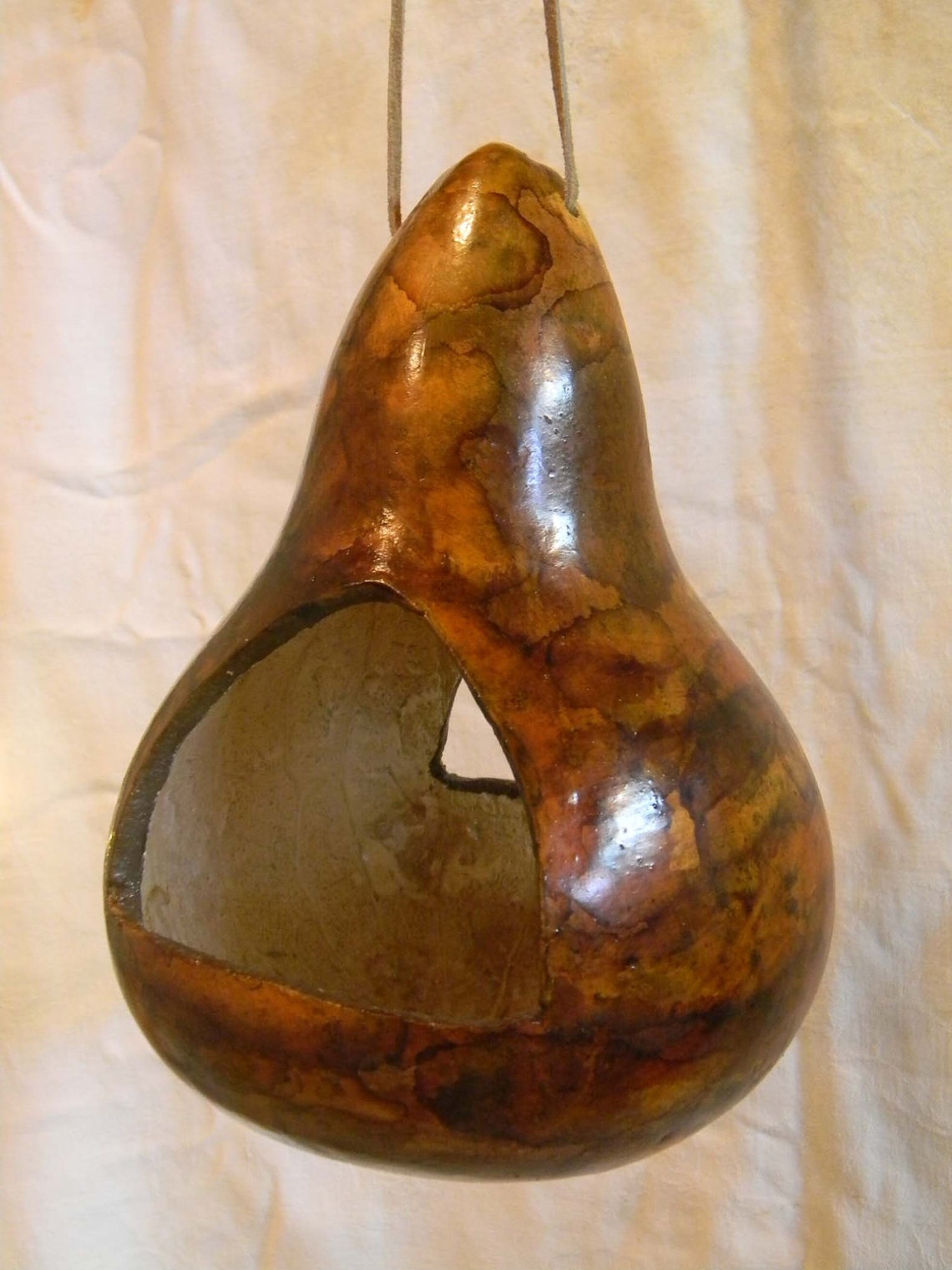 Painted Gourd Bird Feeder Etsy