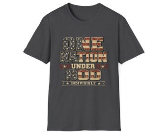 One Nation Under God T-Shirt | American Flag Patriotic Typography