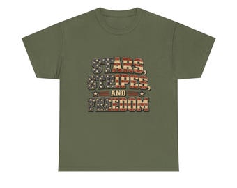 Stars Stripes and Freedom T-Shirt | American Flag Typography