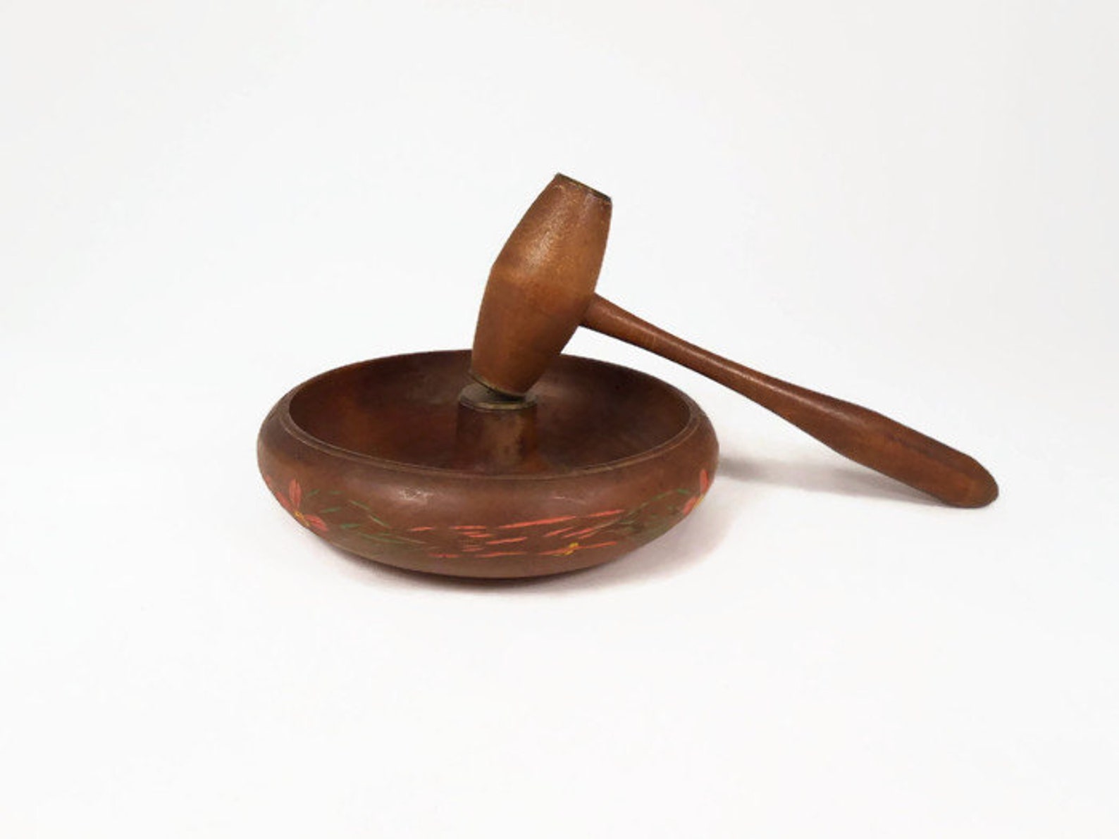 Vintage Wood Nutcracker Bowl and Mallet Hammer Rustic Hand Etsy
