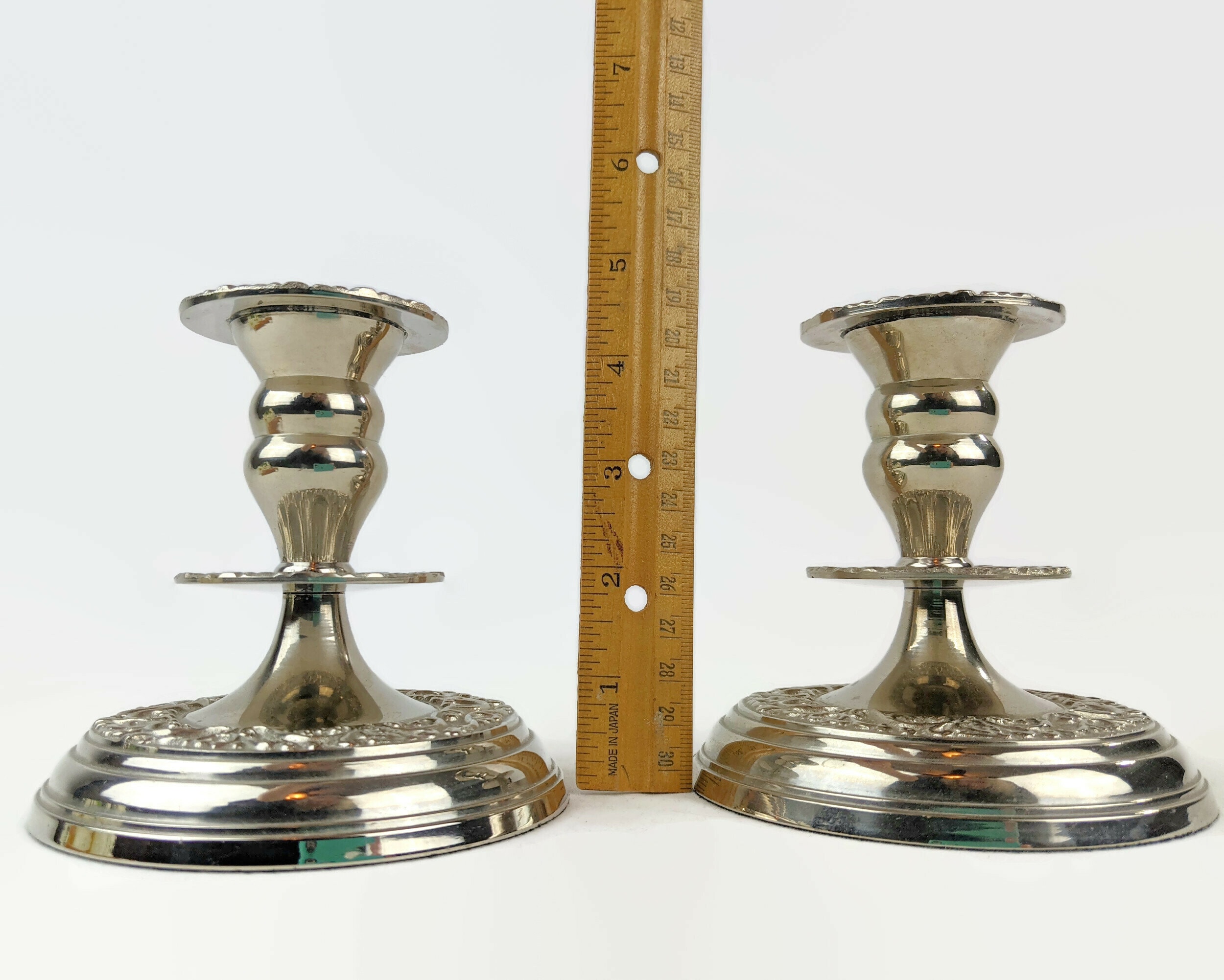 Ornate Pair Silver Plated Candlesticks Set of 2 Heavy Candle Etsy