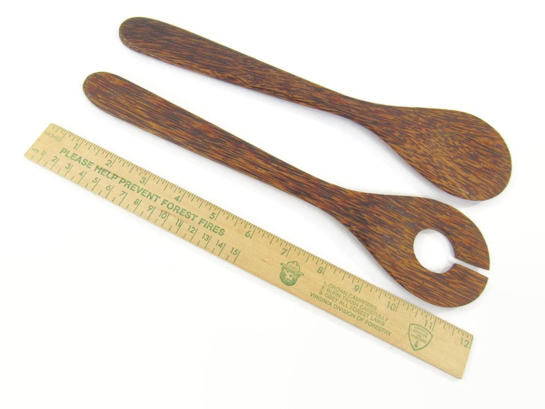 Exotic Palm Wood Salad Servers Brown and Black Striped Wood Etsy