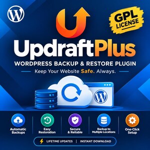UpdraftPlus WordPress Backup Plugin | GPL License | Website Backup & Restore | Instant Digital Download | Lifetime Updates