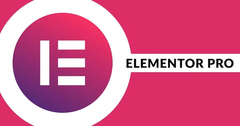 May include: A graphic design featuring a white circle containing a stylized white letter E composed of three horizontal bars, set against a vibrant magenta background. To the right of the circle, the text ELEMENTOR PRO appears in black.