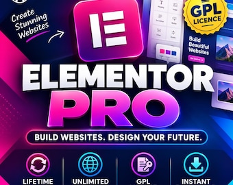 Elementor Pro GPL, plugin para WordPress / Creador de sitios web con función de arrastrar y soltar / Descarga instantánea / Sitios ilimitados