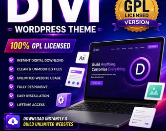Divi Theme – GPL Licensed Version  –  Includes Divi AI – Lifetime Access  –  Unlimited Website Usage