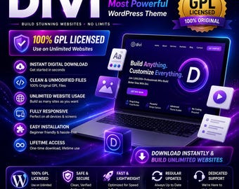 Divi Theme - GPL lizenzierte Version - enthält Divi AI - lebenslanger Zugriff - unbegrenzte Website-Nutzung
