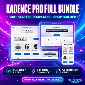 Kadence Pro WordPress Theme Full Bundle GPL 100 Plus Starter Templates Shop Builder