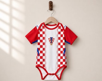 Barboteuse de football Croatie personnalisée pour bébé | Body pour bébé avec nom personnalisé