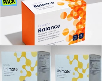 Unicity UniMate Herbal Energy Drink Bundle, Lemon & Orange Stick Packs (90 Total)