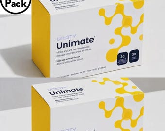 Unicity UniMate Lemon Herbal Energy Drink Mix | 60 Stick Packs Natural Wellness Beverage