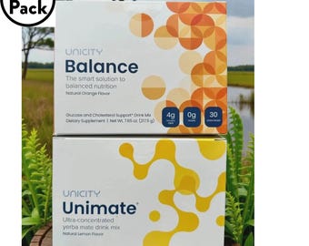 Unicity UniMate Herbal Energy Drink Bundle | Lemon Orange Stick Packs (2 Pack)