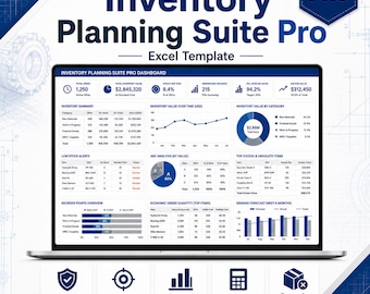Pacote de Planejamento de Estoque Excel Pro | Estoque de Segurança, Pontos de Reposição, Análise ABC, Lote Econômico de Compra