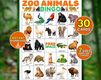 Zoo Animals Bingo Game, Preschool Educational Wildlife Activity, Kindergarten Safari Classroom Lesson, Toddler Nature Study Board For Kids
