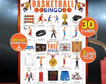 Basketball Bingo Game Boards Set, Teen March Tournament Watch Party Activity, Fun School Sports Classroom Ideas, Hoop Team Event Icebreaker