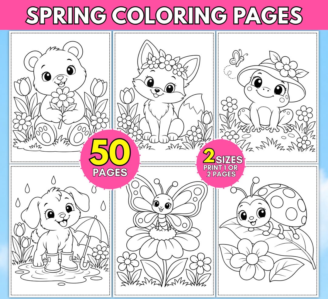 Spring Coloring Pages, 50 Nature Activity Pages for Toddler, Easy ...