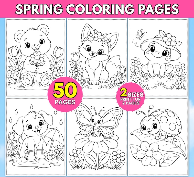 Spring Coloring Pages, 50 Nature Activity Pages for Toddler, Easy ...