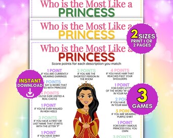 Who Is The Most Like A Princess Game, 3 In 1 Bundle Girls Birthday Sleepover Party Icebreaker, Fun Royal Group Activity For Kids Teens Women