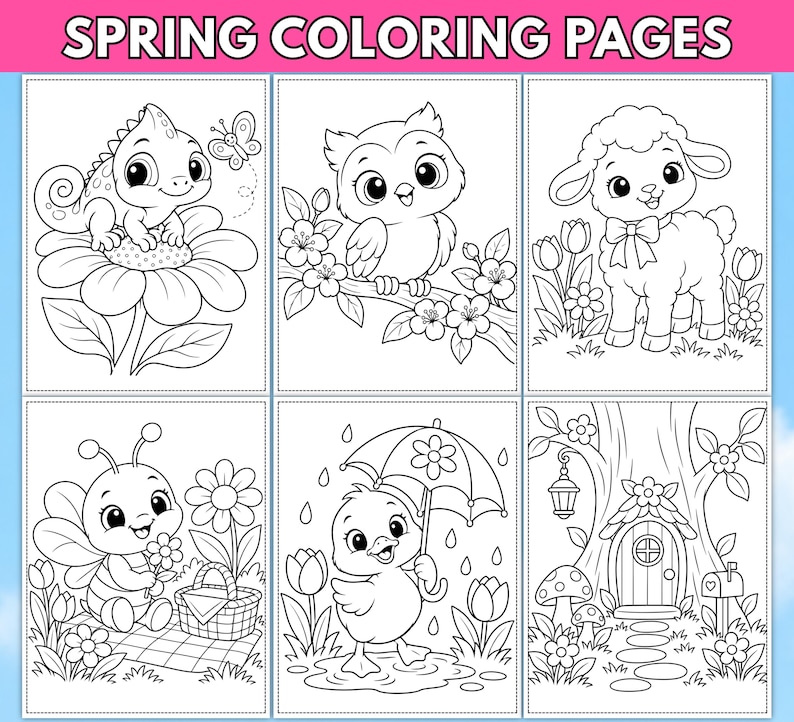 Spring Coloring Pages, 50 Nature Activity Pages for Toddler, Easy ...