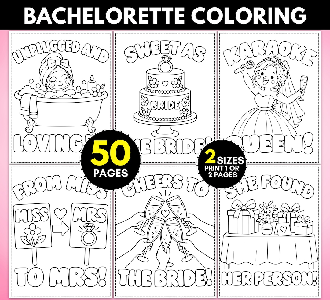 Bachelorette Coloring Pages Book, Girls Bridal Shower Coloring Sheets Bachelorette Coloring Pages Book, Girls Bridal Shower Coloring Sheets