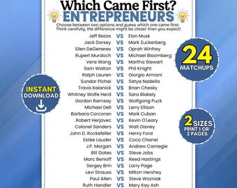 Which Came First Founder Trivia, Startup Business Guessing Game, Professional Office Icebreaker, Coworker Team Building, Work Party Quiz Fun