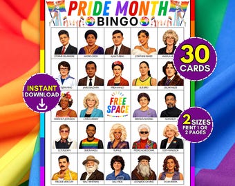 30 Pride Month Bingo Cards, LGBTQ History Printable Game, Famous Queer Icons Party Activity, Educational Diversity Ideas, Instant Download
