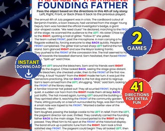 Independence Day Pass the Gift, 4th of July Left Right Game, Patriotic Summer Party Activity, Family Reunion Story, Group BBQ Icebreaker