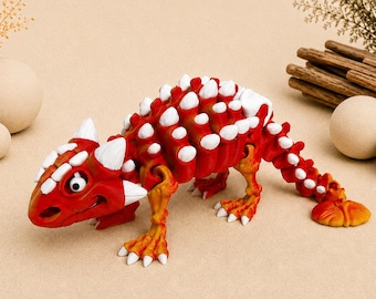 Esqueleto flexible de Ankylosaurus impreso en 3D | Dinosaurio articulado | Figura de esqueleto de dinosaurio | Decoración fósil | Regalo para fanáticos de los dinosaurios