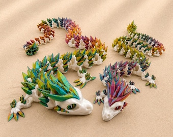 Dragón de Cristal Articulado | Impreso en 3D | Dragón Flexible | Articulado | Brillante | Decoración Fantástica | Figura de Dragón | Juguete Antiestrés | Regalo | 45 cm y 60 cm