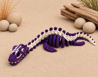 Esqueleto de plesiosaurio flexible impreso en 3D | Dinosaurio articulado | Figura de esqueleto de dinosaurio | Decoración fósil | Regalo para aficionados a los dinosaurios