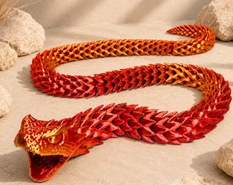 Serpiente articulada | Impresa en 3D | Serpiente flexible | Articulada | Brillante | Decoración fantástica | Figura | Juguete antiestrés | Regalo