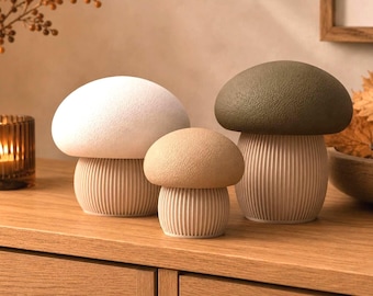 Setas con tapa de rosca | Decoración otoñal | Impresión 3D | Contenedor decorativo | Almacenamiento escandinavo moderno | Decoración minimalista con setas