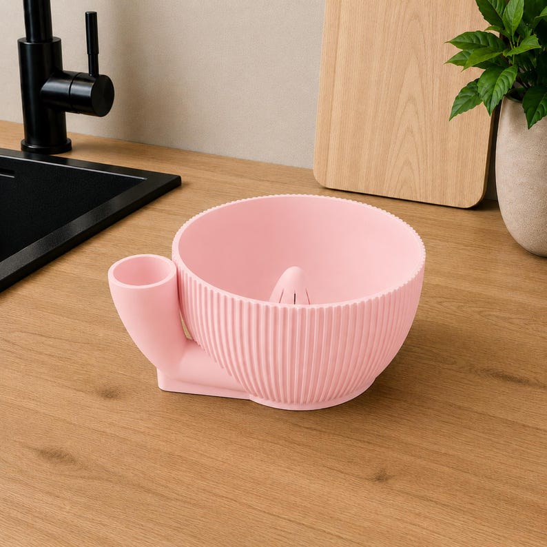 Spinning Wash Bowl for Fruit and Vegetables | Food-Safe Material | Washing Carousel for Berries and Herbs | 3D-Printed Kitchen Helper Pink