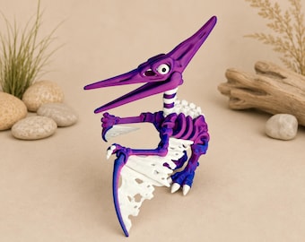 Esqueleto flexible de Pteranodon impreso en 3D | Dinosaurio articulado | Figura de esqueleto de dinosaurio | Decoración fósil | Regalo para fanáticos de los dinosaurios