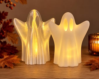 Decoración de fantasmas para Halloween | Portavelas LED | Impresión 3D | Decoración moderna | Accesorio para el hogar | Decoración minimalista para el hogar | Idea de regalo
