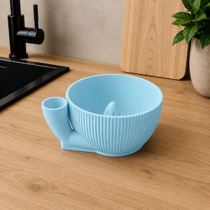 Spinning Wash Bowl for Fruit and Vegetables | Food-Safe Material | Washing Carousel for Berries and Herbs | 3D-Printed Kitchen Helper Blue