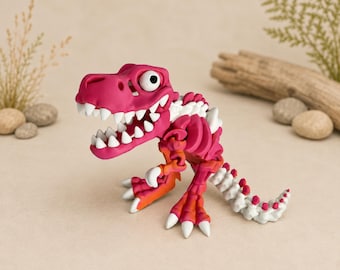 Esqueleto flexible de T-Rex impreso en 3D | Dinosaurio articulado | Figura de esqueleto de dinosaurio | Decoración fósil | Regalo para fanáticos de los dinosaurios