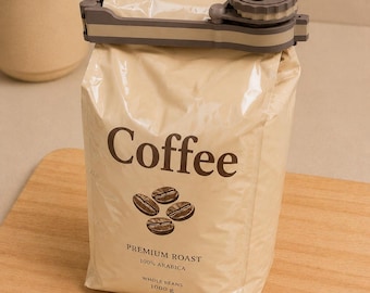 Clip para café con tapa de rosca | Sello de frescura para paquetes de café de 1 kg | Práctico clip para bolsas con dispensador