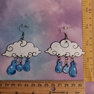 Rain Cloud Dangle Earrings *pics for size and weight*