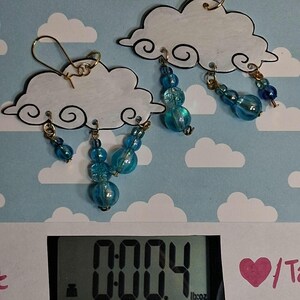 Rain Cloud Dangle Earrings *pics for size and weight*