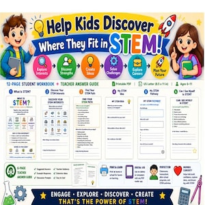 Caderno de Atividades para Crianças: Descoberta de Carreiras STEM, Folha de Atividades para Exploração de Carreiras, O que é STEM?, Atividade em PDF para Imprimir, Guia do Professor