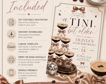 Espresso Martini Birthday Invitation | Editable Canva Template (Instant Download)