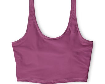 Solid Mauve Crop Tank Sports Bra | Athletic Activewear